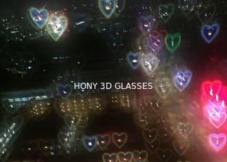 Vidrios modificados para requisitos particulares de los fuegos artificiales de los vidrios 3D de la difracción de los corazones con el logotipo impreso