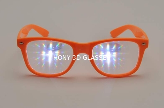 Últimos vidrios plásticos de la difracción, vidrios de los fuegos artificiales de las gafas del delirio del estilo del caminante del arco iris del efecto EDM de la prisma 3D
