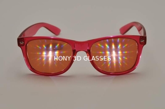 Vidrios anaranjados de los fuegos artificiales 3D con la película ambarina de la red difractora