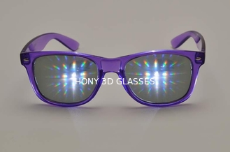 Vidrios esmeralda de los fuegos artificiales de la película 3D de la difracción de Hony con el marco púrpura
