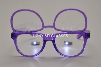 Los vidrios plásticos púrpuras transparentes de la difracción, mueven de un tirón encima de los vidrios