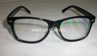 los vidrios okulary de los fuegos artificiales del arco iris 3d del marco plástico 0.06m m ACARICIAN las lentes del laser