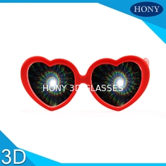 Vidrios coloridos de los fuegos artificiales del marco 3D, vidrios rojos plásticos de la difracción